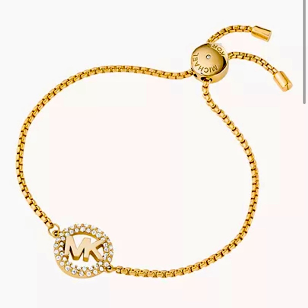 Michael Kors BR710 Gold Logo-crystal  Adjustable Bracelet. New with tag